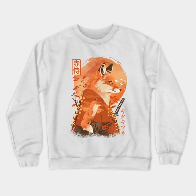 Red Fox Samurai Crewneck Sweatshirt by DANDINGEROZZ